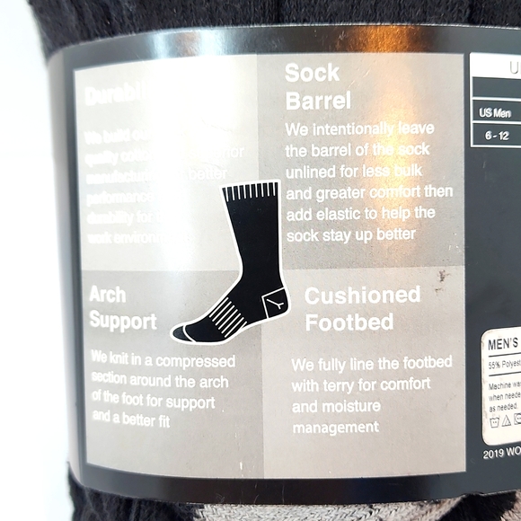 WORKSITE 10 PAIR CREW SOCKS, BLACK WORTH GREY TOEGUARD & HEAL - Picture 4 of 8